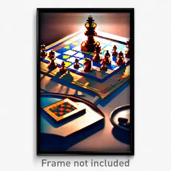 Pixel Art Poster - Brilliant Chess Board (8 Bit Psychedelic Video Game Print)