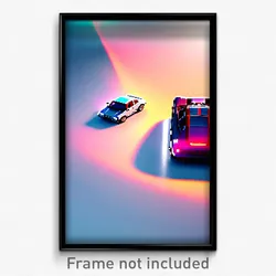 Pixel Art Poster - Creative Car (8 Bit Psychedelic Trippy Video Game Print)