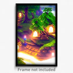 Pixel Art Poster - Digital Shire (8 Bit Psychedelic Trippy Video Game Print)