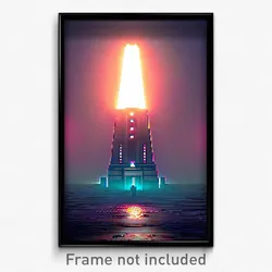 Pixel Art Poster - Infamous Beacon (8 Bit Psychedelic Trippy Video Game Print)