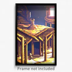 Pixel Art Poster - Large Hideout (8 Bit Psychedelic Trippy Video Game Print)