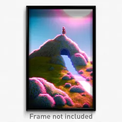 Pixel Art Poster - Light Blue Motte (8 Bit Psychedelic Trippy Video Game Print)