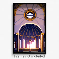 Pixel Art Poster - Round Chantry (8 Bit Psychedelic Trippy Video Game Print)