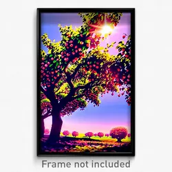 Pixel Art Poster - Imaginative Orchard (8 Bit Psychedelic Video Game Print)