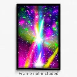 Pixel Art Poster - Multicolored Galaxy Battle (8 Bit Video Game Print)