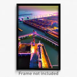 Pixel Art Poster - Buzzing Port (8 Bit Psychedelic Trippy Video Game Print)