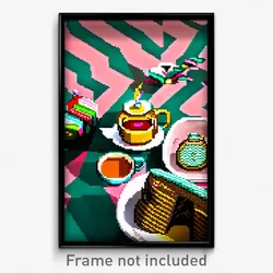Pixel Art Poster - Zigzag Tea (8 Bit Psychedelic Trippy Weird Video Game Print)