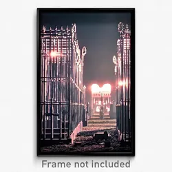 Pixel Art Poster - Complex Wire Frame Cemetery (8 Bit Video Game Print)