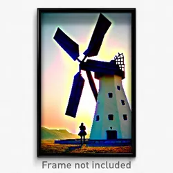 Pixel Art Poster - Voluminous Windmill (8 Bit Psychedelic Video Game Print)