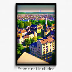Pixel Art Poster - Natural German City (8 Bit Psychedelic Video Game Print)