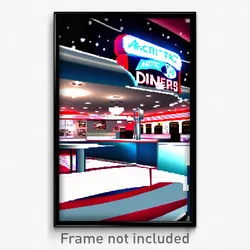 Pixel Art Poster - Arctic 50'S Diner (8 Bit Psychedelic Trippy Video Game Print)