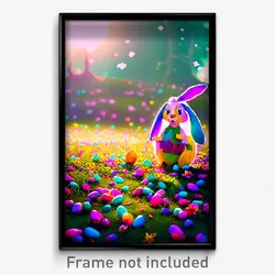 Pixel Art Poster - Wonderful Easter (8 Bit Psychedelic Trippy Video Game Print)