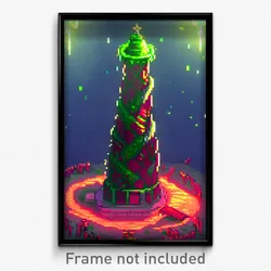 Pixel Art Poster - Slimy Belfry (8 Bit Psychedelic Trippy Video Game Print)