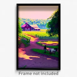 Pixel Art Poster - Rare Farm (8 Bit Psychedelic Trippy Weird Video Game Print)