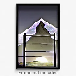 Pixel Art Poster - Wire Frame Mountain (8 Bit Psychedelic Video Game Print)