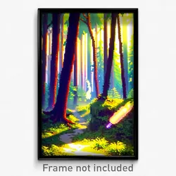 Pixel Art Poster - Vibrating Woods (8 Bit Psychedelic Trippy Video Game Print)
