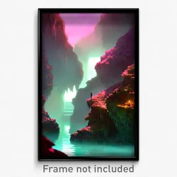 Pixel Art Poster - Unknown Cavern (8 Bit Psychedelic Trippy Video Game Print)