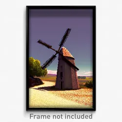 Pixel Art Poster - Uneven Windmill (8 Bit Psychedelic Trippy Video Game Print)