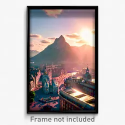Pixel Art Poster - Mountainous London (8 Bit Psychedelic Video Game Print)