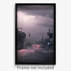Pixel Art Poster - Gloomy Intersection (8 Bit Psychedelic Video Game Print)
