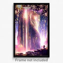 Pixel Art Poster - Bubbly Waterfall (8 Bit Psychedelic Trippy Video Game Print)