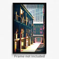Pixel Art Poster - Urban Barracks (8 Bit Psychedelic Trippy Video Game Print)