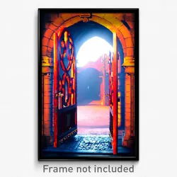 Pixel Art Poster - Treasured Gate (8 Bit Psychedelic Trippy Video Game Print)