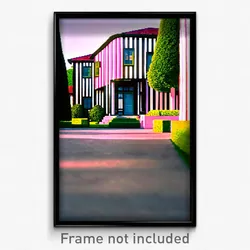 Pixel Art Poster - Striped Estate (8 Bit Psychedelic Trippy Video Game Print)
