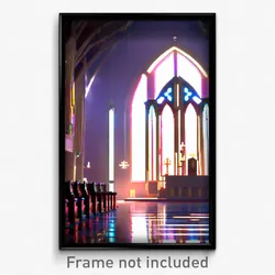 Pixel Art Poster - Polished Church (8 Bit Psychedelic Trippy Video Game Print)