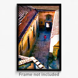 Pixel Art Poster - Old Courtyard (8 Bit Psychedelic Trippy Video Game Print)