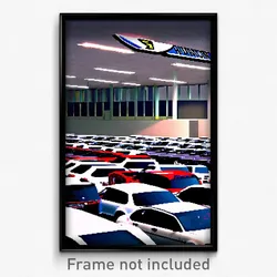 Pixel Art Poster - Humongous Car Dealership (8 Bit Psychedelic Video Game Print)