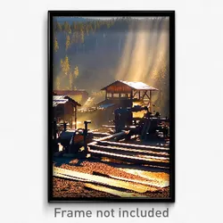 Pixel Art Poster - Gorgeous Sawmill (8 Bit Psychedelic Trippy Video Game Print)