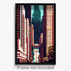 Pixel Art Poster - Captivating American City (8 Bit Video Game Print)