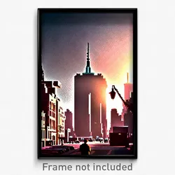 Pixel Art Poster - Warm New York (8 Bit Psychedelic Trippy Video Game Print)