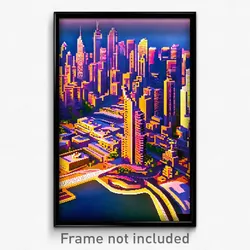 Pixel Art Poster - Wavy Canadian City (8 Bit Psychedelic Video Game Print)
