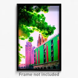 Pixel Art Poster - Green Barcelona (8 Bit Psychedelic Trippy Video Game Print)