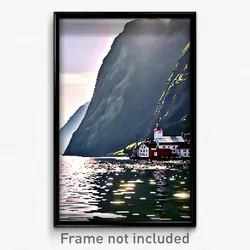 Pixel Art Poster - Authentic Fjord (8 Bit Psychedelic Trippy Video Game Print)