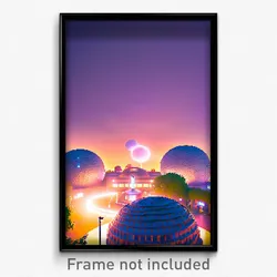 Pixel Art Poster - Spherical Campus (8 Bit Psychedelic Trippy Video Game Print)