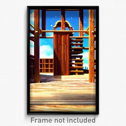 Pixel Art Poster - Wooden Esplande (8 Bit Psychedelic Trippy Video Game Print)