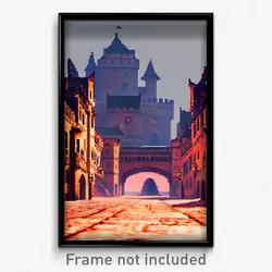 Pixel Art Poster - Quaint Citadel (8 Bit Psychedelic Trippy Video Game Print)