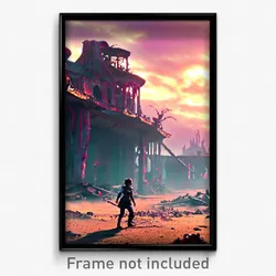 Pixel Art Poster - Animated Wasteland (8 Bit Psychedelic Video Game Print)