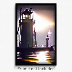 Pixel Art Poster - Steel Lighthouse (8 Bit Psychedelic Trippy Video Game Print)