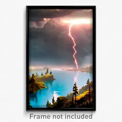 Pixel Art Poster - Thunderous Lake (8 Bit Psychedelic Trippy Video Game Print)