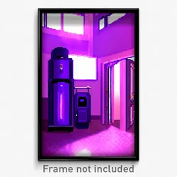 Pixel Art Poster - Violet Boiler Room (8 Bit Psychedelic Video Game Print)