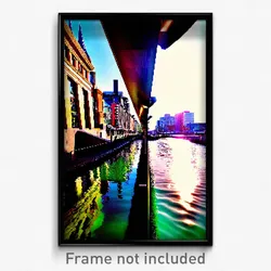 Pixel Art Poster - Urban Quay (8 Bit Psychedelic Trippy Weird Video Game Print)