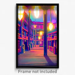 Pixel Art Poster - Flamboyant Barracks (8 Bit Psychedelic Video Game Print)
