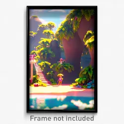 Pixel Art Poster - Cute Cay (8 Bit Psychedelic Trippy Weird Video Game Print)