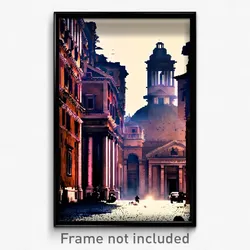 Pixel Art Poster - Damaged Rome (8 Bit Psychedelic Trippy Video Game Print)