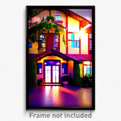Pixel Art Poster - Quirky Villa (8 Bit Psychedelic Trippy Video Game Print)
