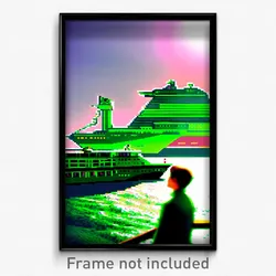 Pixel Art Poster - Green Cruise (8 Bit Psychedelic Trippy Video Game Print)
